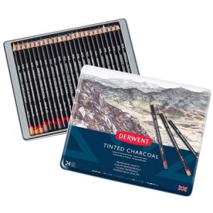 Derwent Boîte de Crayons de couleurs fusains - Teinted Charcoal - 24 pcs