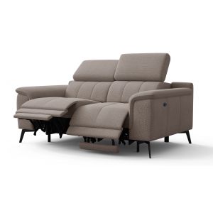 Canapé droit avec 2 relax électriques tissu taupe