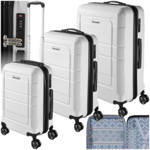 Image de TecTake SET DE VALISES - 3 pièces rigides BRICE avec serrure à code et poignée téléscopique roues pivotantes à 360° - Blanc