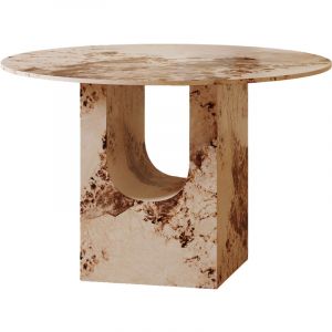 Mobilier Deco - tayza - Table &agrave; manger ronde en marbre d'ing&eacute;nierie beige et marron