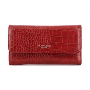 Image de Flora Co Paris - Portefeuille Femme Long À Triple Pli - Rouge Foncé