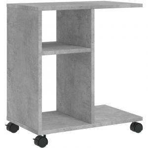VidaXL Table D'appoint Avec Roues Gris Béton Bois D'ingénierie