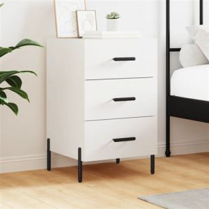 VidaXL Table de Chevet, Table de Nuit avec Tiroir, Armoire de Chevet, Meuble de Rangement Salon Chambre à Coucher, Moderne, Blanc Bois d'Ingénierie