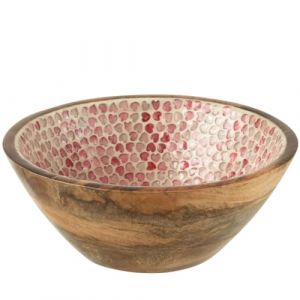 Jolipa J-Line Bol en forme de cœur en bois de manguier rose moyen