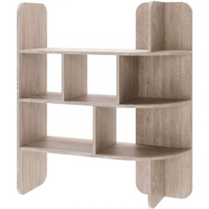 Selsey - contle &ndash; Biblioth&egrave;que basse avec niches ouvertes &ndash; 120 cm &ndash; d&eacute;cor ch&ecirc;ne