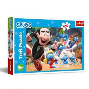 Trefl Schtroumpfs, Les enseignements du Papa Schtroumpf - Puzzle 100 Pi&egrave;ces - uzzle color&eacute; avec des Personnages de Film Anim&eacute;, Loisir Cr&eacute;atif, Loisir pour Les Enfants &agrave; partir de 5 Ans
