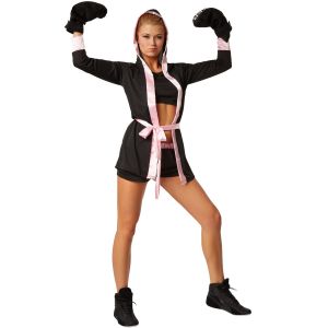 Image de TecTake Costume de boxeuse pour femmes - noir - taille s - short, d&eacute;bardeur, veste avec capuche, ceinture et gants de boxe