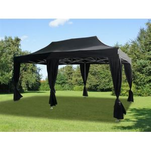 Image de Dancover Tente pliante Chapiteau pliable Tonnelle pliante Barn pliant FleXtents Steel 3x6m Noir, incl 6 rideaux decoratifs Noir