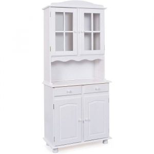 Valux Vitrine, 2 portes en bois, 2 portes vitrées, 2 tiroirs, blanc. - Blanc