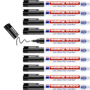 Edding 8400 marqueur pour CD/DVD/BD - noir - 10 stylos - pointe ronde fine,5-1 mm - pour le marquage permanent des CD, DVD et disques Blu-Ray