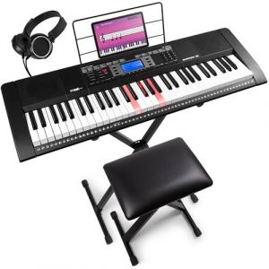 Max Rhapdosy61L - Clavier Électronique avec 61 Touches Lumineuses Pack Complet Débutant