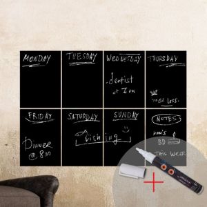 Ambiance-sticker - Sticker ardoise tableau noir - stickers muraux adhésif effaçable - 8 rectangles + craie liquide blanche - 35x50cm