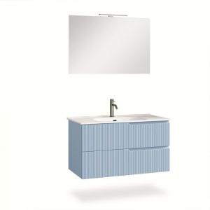 Image de Meuble de salle de bain 4 pièces en MDF bleu Tiffany