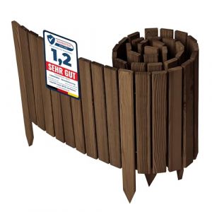 Garronda clôture de Jardin en Bois Bordure Jardin Cloture Jardin Exterieur, Palissade Bordurette Longueur: 200 cm GD-0149 (Brun foncé, Hauteur : 40