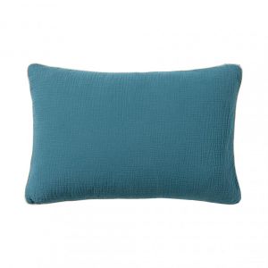 Image de Essix Housse de coussin gaze de coton lavée Inséparables - Bleu Paon