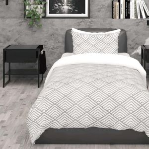 Soleil d'Ocre Intemporel Parure Housse de Couette 3D Microfibre 140x200 cm Laya Gris, par