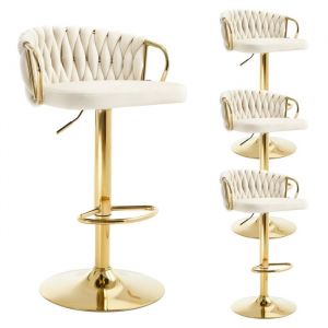 Lot de 4 Tabourets de Bar Woltu Tabourets Pivotant à 360°, Hauteur Réglable, Velours + Métal, Crème