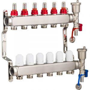 Collecteurs en inox pour Plancher Chauffant Rafraichissant NOYON & THIEBAULT 6 circuits