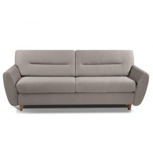 Image de Italian Spirit Canapé convertible COPENHAGUE matelas 15cm système rapido sommier lattes 120cm cuir vachette taupe clair