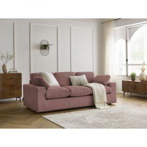 Bobochic Canap&eacute; droit fixe Canap&eacute; droit fixe compact belair velours c&ocirc;tel&eacute; Rose - Rose