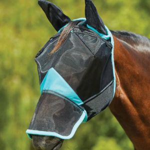 Weatherbeeta Masque anti-mouches pour cheval en maille fine avec une couverture oreille et nez Comfitec Deluxe