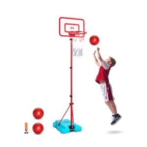 VEVOR Panier de Basket-Ball Enfants, Hauteur Réglable, 190 cm, Base Remplissable, Ballons de Basket, Pompe à Air, Installation Facile, pour Tout-Petits 3-8 Ans, Garçons, Filles, Intérieur, Extérieur