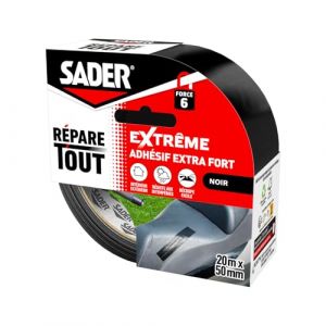 Sader Repare Tout Extrême Noir– Adhésif Extra Fort – Hautes Performances – Intérieur & Exterieur – Toutes Surfaces – Facile à Découper – 20m x 50mm