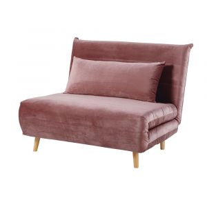 Maisons du monde Canapé clic-clac 1 place en velours vieux rose
