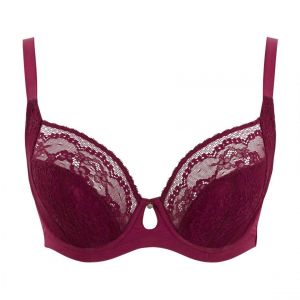 Soutien-gorge Plongeant Armatures à Dentelle Fine - Rouge