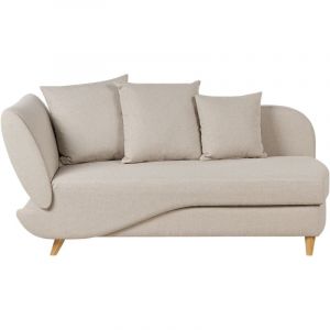 Beliani Chaise Longue Moderne 2 Places à Gauche avec Rangement et Coussins en Tissu Lin Beige Meri ii