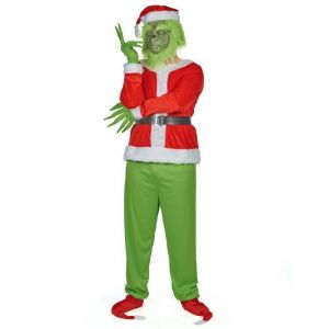 DEGUISE TOI - Déguisement monstre vert grincheux adulte - 1 Haut - 1 pantalon - 1 masque - 1 ceinture - 1 gants - 1 chapeau - M/L - Vert - Déguisements adultes - 100% polyester - Laver à la main