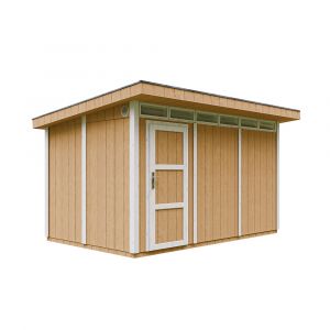 Image de Abri de jardin à base de bois en panneaux LP SmartSide 9 m² - Abri de jardin avec sol et tuiles bitumineuses L412xL279xH237 cm - Abri de jardin Timbela M904- Couleur de peinture HARVEST HONEY