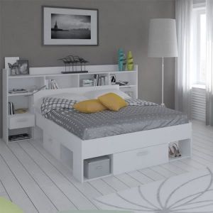 Lit extensible 140x190/200 Blanc - ara - l 147 x l 203 x h 75 cm - Blanc
