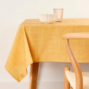 BELUM Nappe Anti-Taches, Taille 300 x 140 cm - Nappe au Toucher Extra Douce, Couleur Moutarde - Nappe 100% fabriquée en Espagne - Tissu 100% Coton Biologique - Nappe modèle uni