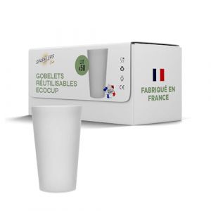 Lot de 50 Gobelets R&eacute;utilisables Givr&eacute; ECOCUP 30cl -150 Lavages au Lave Vaisselle - Verre Bi&egrave;re R&eacute;utilisable e5030cl