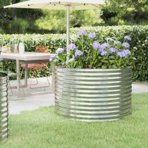 VidaXL Jardinière de jardin Acier enduit poudre 100x100x68 cm Argenté