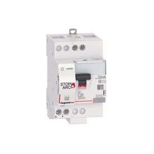 Image de Legrand Disjoncteur différentiel DX STOP ARC 4500 arrivée et départ à vis 1P+N 230V~ 20A typeAC 30mA courbe C 3 modules (415952)