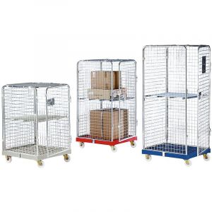 Certeo Roll-conteneur SAFE - h x l x p 1550 x 720 x 810 mm - socle bleu - Couleur de la platine de la roue: Bleu gentiane RAL 5010