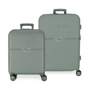 Pepe Jeans Accent Vert Valise Set 55/70 cm ABS Rigide Fermeture TSA Intégrée 116L 7.54 kg 4 Double Roues Bagage à Main