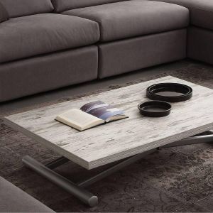 Table basse relevable extensible LIFT WOOD vintage 110 x 70 cm