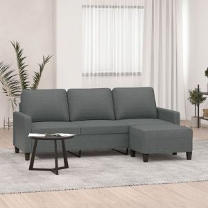 VidaXL Canap? ? 3 places avec repose-pieds Gris fonc? 180 cm Tissu