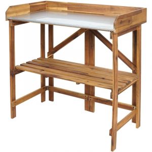 Décoshop26 Support à plantes table à fleurs étagère pliable pour extérieur 89x86x44 cm en bois d'acacia marron 040008568