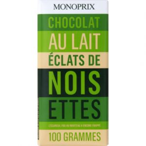 Monoprix Chocolat au lait et éclats de noisettes - La tablette de 100g