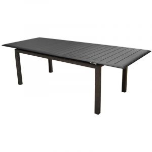 Proloisirs Table de jardin Louisiane II 147/187 x 80 cm en Aluminium - Plateau à lattes - graphite