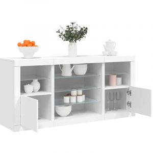 VidaXL Buffet avec lumières LED blanc 142,5x37x67 cm