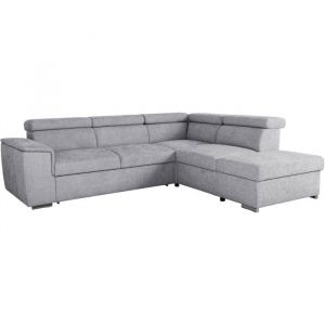 Canap&eacute; dangle convertible r&eacute;versible - 5 places - DAYTONA - Tissu Silver - Coffre - 260 x 216 x 94 cm