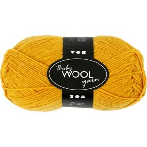 Image de Creotime Pelote de laine pour bébés Baby Wool Yarn - 172 m Jaune Foncé