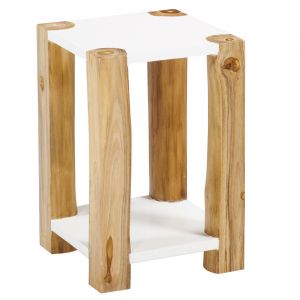 Image de Now's Home Bout de canapé en bois de teck blanc H45