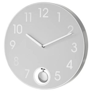 Image de Natacha.b Horloge murale à pendule en aluminium blanc diam30cm - collection lala