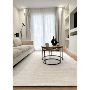 Toutapis - Grand tapis salon chambre uni crème london à poils courts satinés 240x340 cm